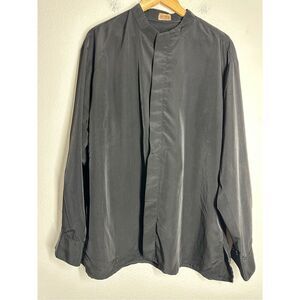 High Performance Men’s Long Sleeve Shirt Black Buttoned Sz XL Stand Collar*Notes